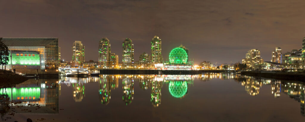 Vancouver BC Cityscape by False Creek at Night