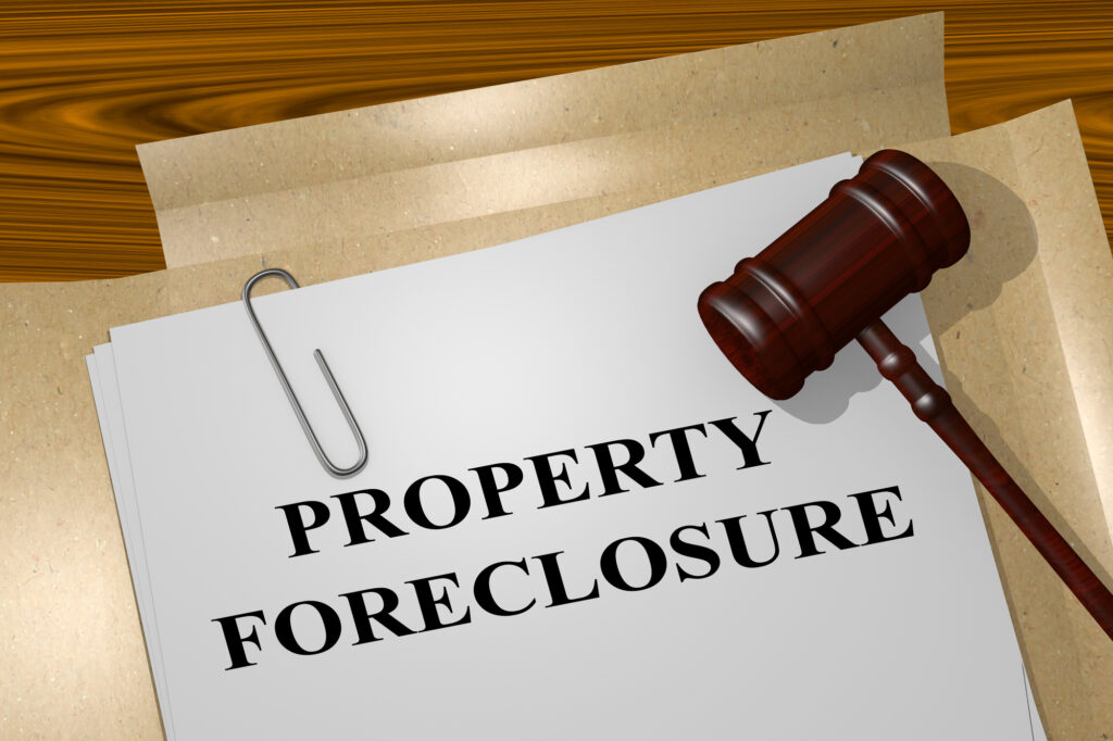 A document with the word property foreclosure on it.
