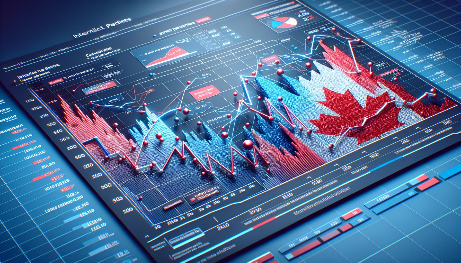 A stock chart with a canadian flag on it.