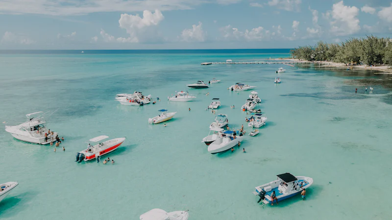 beach full of boats in Cayman Islands