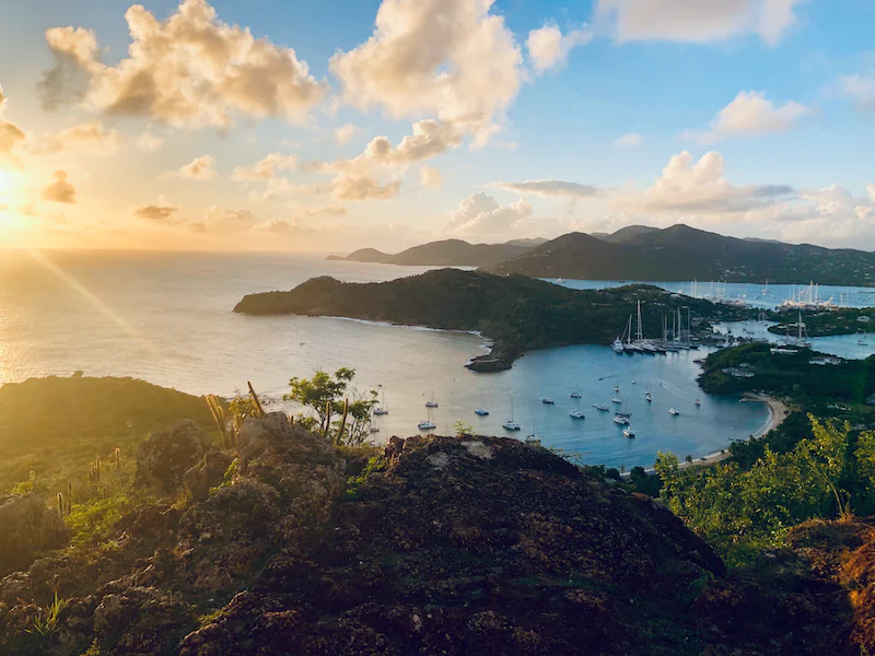 beautiful mountain ranges and ocean views on Caribbean islands