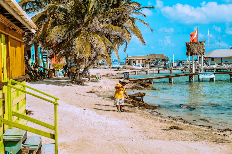 marina dock in Ambergris Cay, Belize