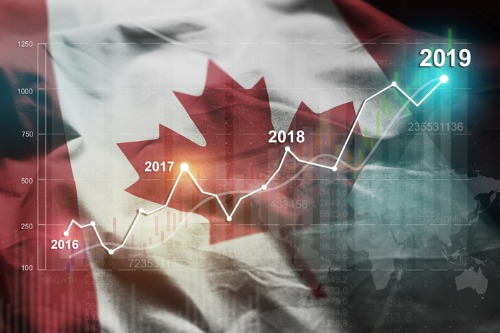 A canadian flag with a graph on it.