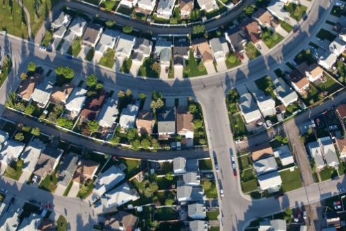 Aerial view of a residential neighborhood - neighborhood stock videos & royalty-free footage.