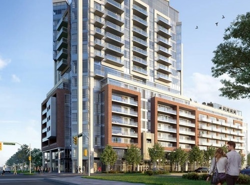 An artist's rendering of an apartment building in toronto.