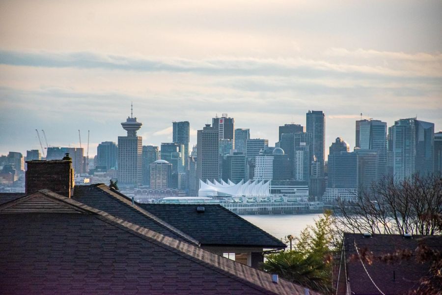 A view of the city of vancouver from a house.