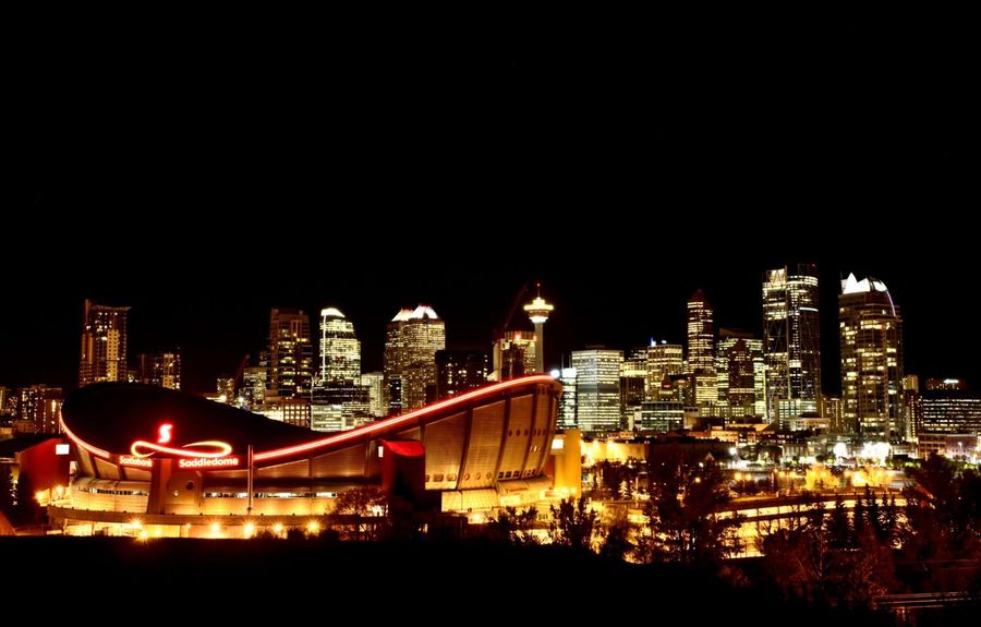 Calgary skyline at night.