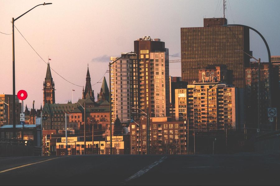 Ottawa city skyline at dusk.