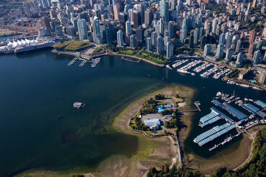 An aerial view of the city of vancouver.