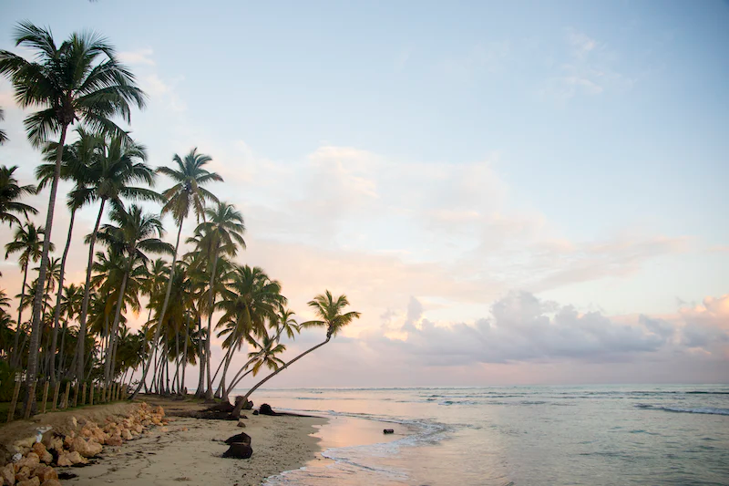 sandy beach in the Dominican Republic at sunset