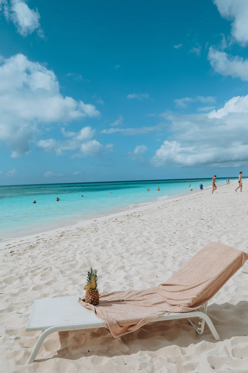 beach chair on white sandy beach in The Dominican Republic