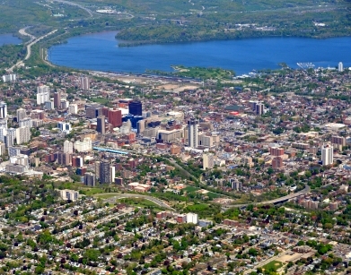 An aerial view of the city of ottawa.