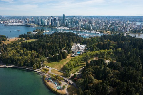 An aerial view of the city of vancouver.